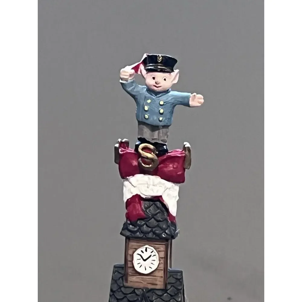 Vintage 1994 Christmas Tree Train Blinking Light Decor Elf Santa Workshop 16